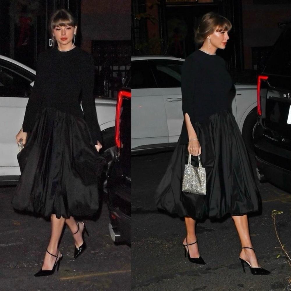 NWT SIMKHAI  Kenlie Ribbed Knit Taffeta Mixed Media Dress ASO Taylor Swift Sz XS